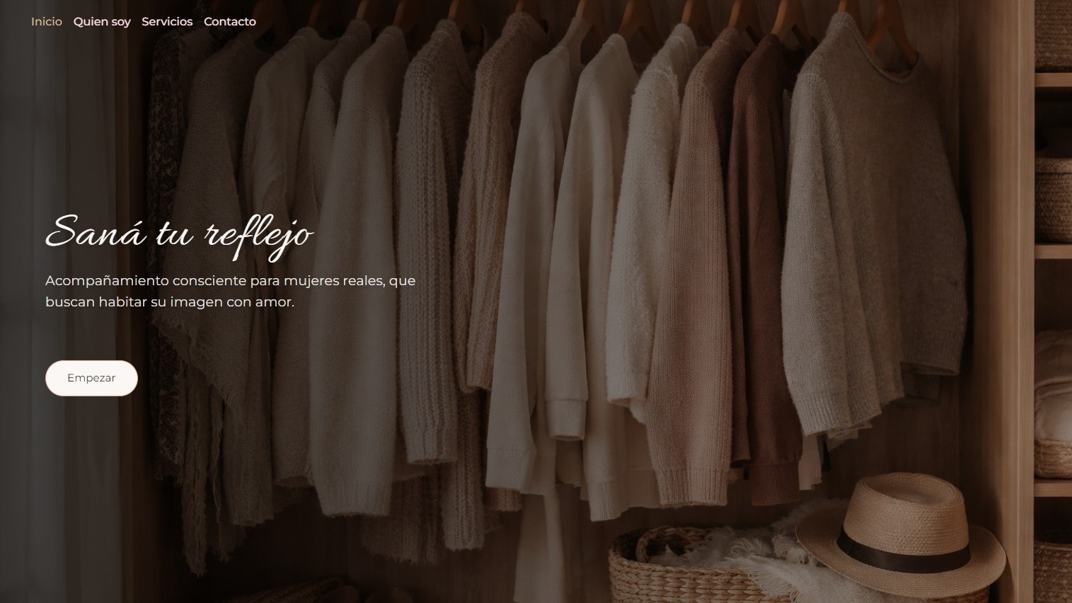 Sitio web para asesoría de imagen con diseño femenino y elegante